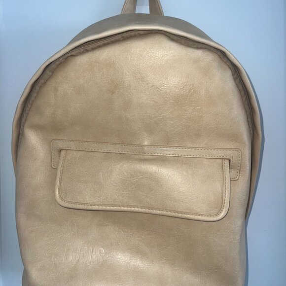 BEIS - The 2-in-1 Faux Leather Backpack In Beige - Picture 6 of 16